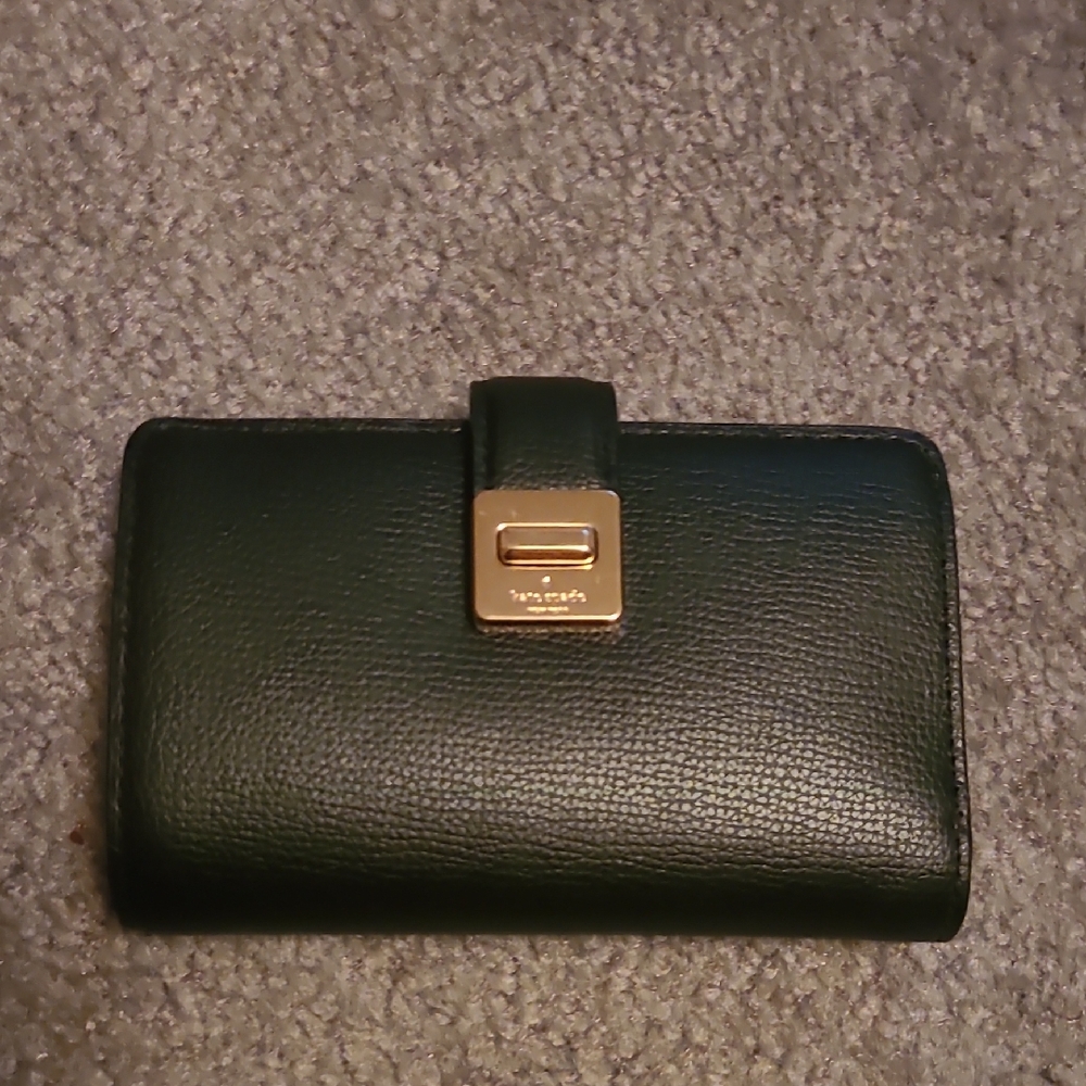 Kate Spade Black Leather Wallet with Gold Clasp